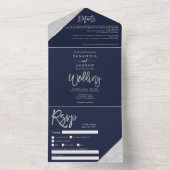 Invitation Tout En Un Parties scintillant argent chic typographie marine (À l'intérieur)