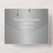 Invitation Tout En Un Parties scintillant argentée Gris Script RSVP QR C (Verso)