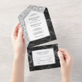 Invitation Tout En Un Parties scintillant blanche et argentée Mariage en (Déchirure)