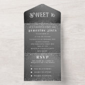 Invitation Tout En Un Parties scintillant blanche noire étincelle modern (À l'intérieur)