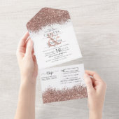 Invitation Tout En Un Parties scintillant blanche Rose de luxe Confetti  (Déchirure)