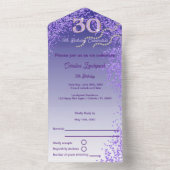 Invitation Tout En Un Parties scintillant chic violet 30e anniversaire h (À l'intérieur)