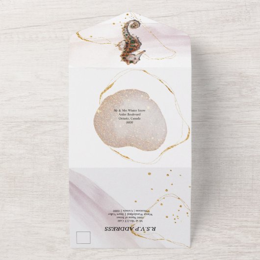 Invitation Tout En Un Parties scintillant de cheval abstraite plage côti (Dehors)