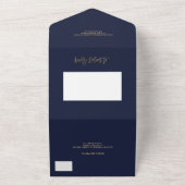 Invitation Tout En Un Parties scintillant d'or chic confetti bleu marine (Dehors)