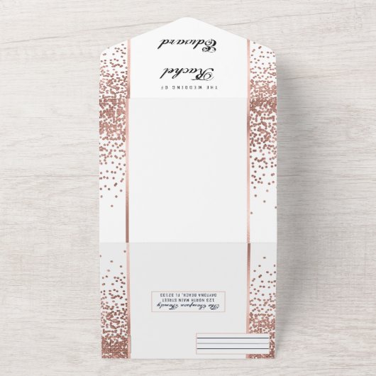 Invitation Tout En Un Parties scintillant d'or rose blanche Confetti Mar (Dehors)