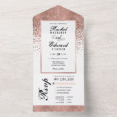 Invitation Tout En Un Parties scintillant d'or rose blanche Confetti Mar (À l'intérieur)