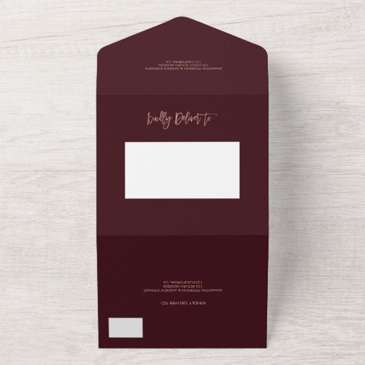 Invitation Tout En Un parties scintillant d'or rose confetti burgundy ma (Dehors)