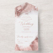Invitation Tout En Un Parties scintillant en marbre Mariage Rose Gold ID (À l'intérieur)