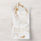 Invitation Tout En Un Parties scintillant en marbre moderne Mariage Gold (À l'intérieur)