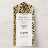 Invitation Tout En Un Parties scintillant en or noir Leopard (À l'intérieur)