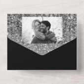 Invitation Tout En Un Parties scintillant Glam Argent Moderne Chic Maria (Verso)