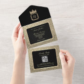 Invitation Tout En Un Parties scintillant Gold de luxe et Mariage noir (Déchirure)