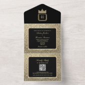 Invitation Tout En Un Parties scintillant Gold de luxe et Mariage noir (À l'intérieur)