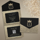 Invitation Tout En Un Parties scintillant Gold de luxe et Mariage noir