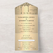Invitation Tout En Un Parties scintillant goutte d'or étincelle RSVP mar (À l'intérieur)