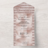 Invitation Tout En Un Parties scintillant rose de Champagne de Blush Str (À l'intérieur)
