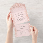 Invitation Tout En Un parties scintillant rose or blush anniversaire rsv (Déchirure)