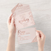 Invitation Tout En Un parties scintillant rose or confetti blush rose ch (Déchirure)