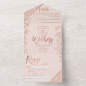 Invitation Tout En Un parties scintillant rose or confetti blush rose ch (À l'intérieur)