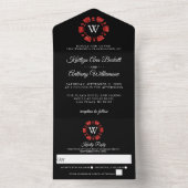 Invitation Tout En Un Parties scintillant rouge Monogram Poker Chip Casi (À l'intérieur)