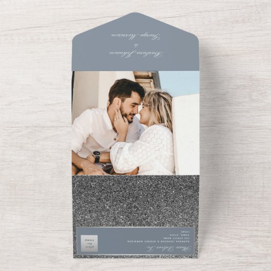 Invitation Tout En Un Parties scintillant Silver Elégant Mariage d'hiver (Dehors)