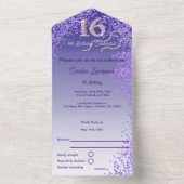 Invitation Tout En Un Parties scintillant violet Numéro de calligraphie  (À l'intérieur)
