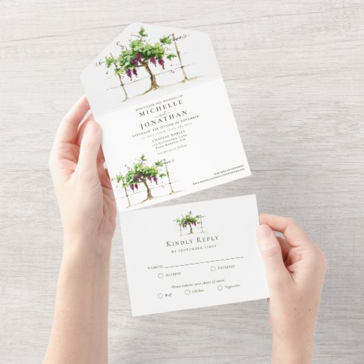 Invitation Tout En Un Paso Robles Vineyard Vineyard Grapevine Mariage (Déchirure)