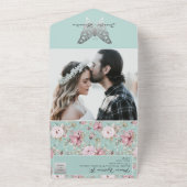 Invitation Tout En Un Pastel Aquarelle Floral rose Mariage (Dehors)