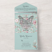 Invitation Tout En Un Pastel Aquarelle Floral rose Mariage (À l'intérieur)