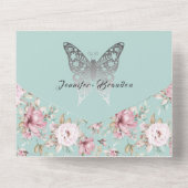 Invitation Tout En Un Pastel Aquarelle Floral rose Mariage (Verso)