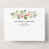 Invitation Tout En Un Pastel Blush Joli Mariage floral rose (Verso)