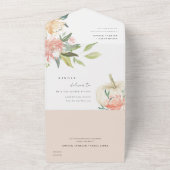 Invitation Tout En Un Pastel Citrouille blanc doux Mariage floral (Dehors)
