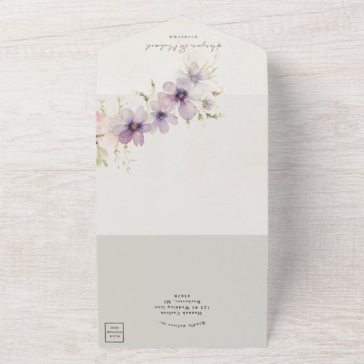Invitation Tout En Un pastel cosmos fleurs rsvp mariage (Dehors)