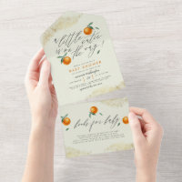 Pastel Green A Little Cutie Orange Baby shower