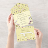 Invitation Tout En Un Pastel Jaune Fleur Boho Mariage botanique (Déchirure)