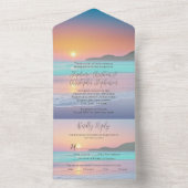 Invitation Tout En Un Pastel Sunset Destination Ocean Beach Mariage (À l'intérieur)