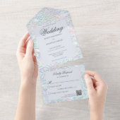 Invitation Tout En Un Pastels Modernes Snowflake QR Code (Déchirure)