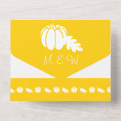 Invitation Tout En Un Patch de citrouilles en jaune (Verso)