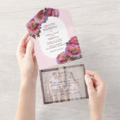 Invitation Tout En Un Pavot en fleurs | Élégant Mariage photo floral (Déchirure)