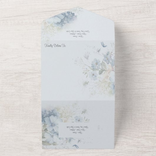 Invitation Tout En Un Pays Bleu Champ Fleur sauvage Code QR (Dehors)
