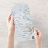 Invitation Tout En Un Pays Bleu Champ Fleur sauvage Code QR (Déchirure)