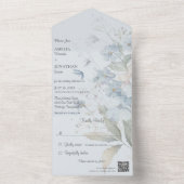 Invitation Tout En Un Pays Bleu Champ Fleur sauvage Code QR (À l'intérieur)