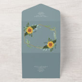 Invitation Tout En Un Pays Fleurs de soleil rustiques Vert Budget Mariag (Dehors)