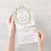 Invitation Tout En Un Pays Fleurs sauvages Oval Frame Photo Mariage (Déchirure)