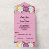 Invitation Tout En Un Pays rose vif Printemps moderne Mariage floral (À l'intérieur)