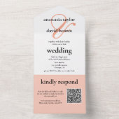 Invitation Tout En Un Peach Ampersand QR Code   (À l'intérieur)