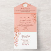 Invitation Tout En Un Peach Elegant Monogram Mariage (À l'intérieur)