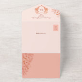 Invitation Tout En Un Peach et Blush Pink Monogram Mariage (Dehors)