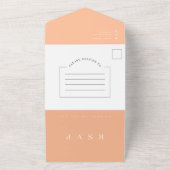 Invitation Tout En Un Peach Modern Minimal Arch Photo QR Code RSVP (Dehors)