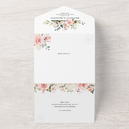 Invitation Tout En Un Peach Pastel Peach Pink FlorMariage (Dehors)